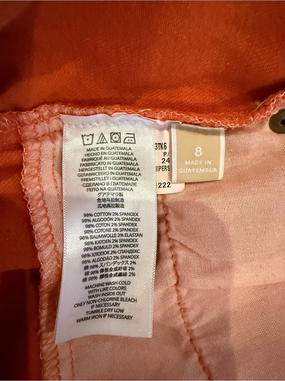 Women's Orange Frayed Hem Denim Shorts